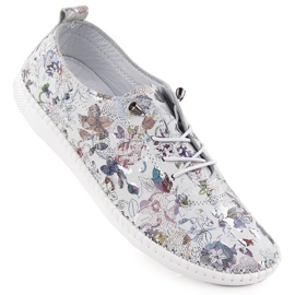 Scarpe in pelle da donna con fiori bianchi T.Sokolski 2023 FL bianca