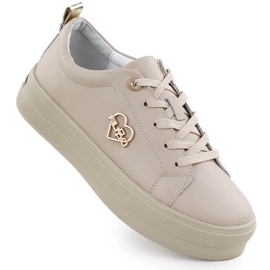 Scarpe in pelle da donna sulla piattaforma Beige Filippo 3533