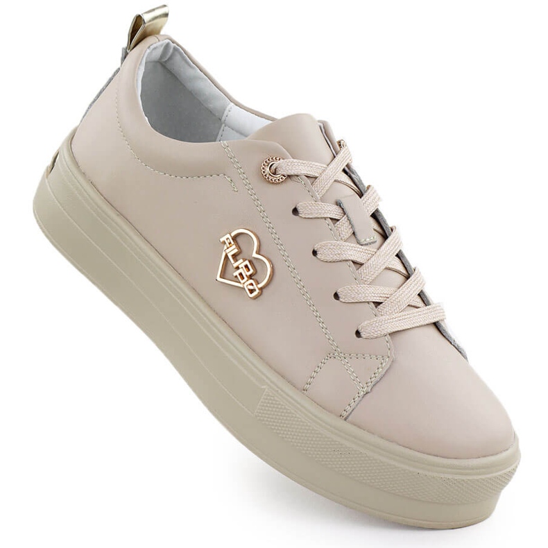 Scarpe in pelle da donna sulla piattaforma Beige Filippo 3533