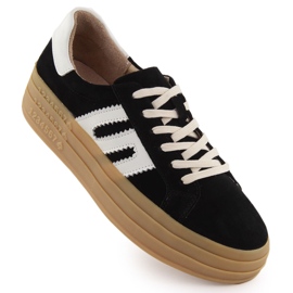 Scarpe in pelle sulla piattaforma nera Filippo 6744 nero