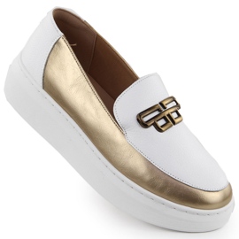 Scarpe in pelle da donna sulla piattaforma in oro bianco T.Sokolski W25-499 bianca