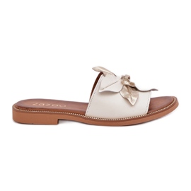 Pantofole con decorazione in pelle naturale zazoo 3667 bianco bianca
