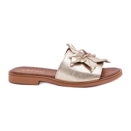 Pantofole con decorazione in pelle naturale zazoo 3667 zlotys d'oro