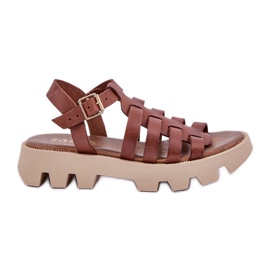 Sandali in pelle femminile zazoo 3695 marrone