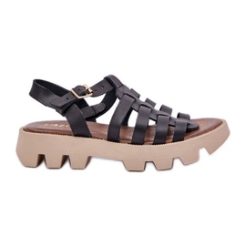 Sandali in pelle femminile zazoo 3695 nero
