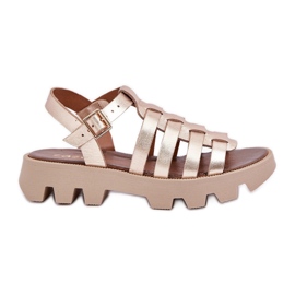 Sandali in pelle femminile zazoo 3695 pln d'oro
