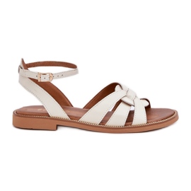 Lewski Shoes Zazoo 3688 Ecru, sandali da calcio piatti bianco