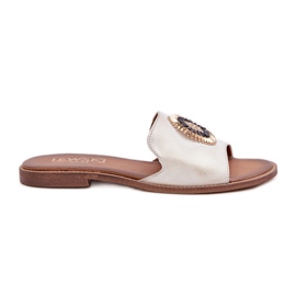Lewski Shoes Fagni in pelle con lewski a ruota piatta 3047/o -golden spazzato via d'oro