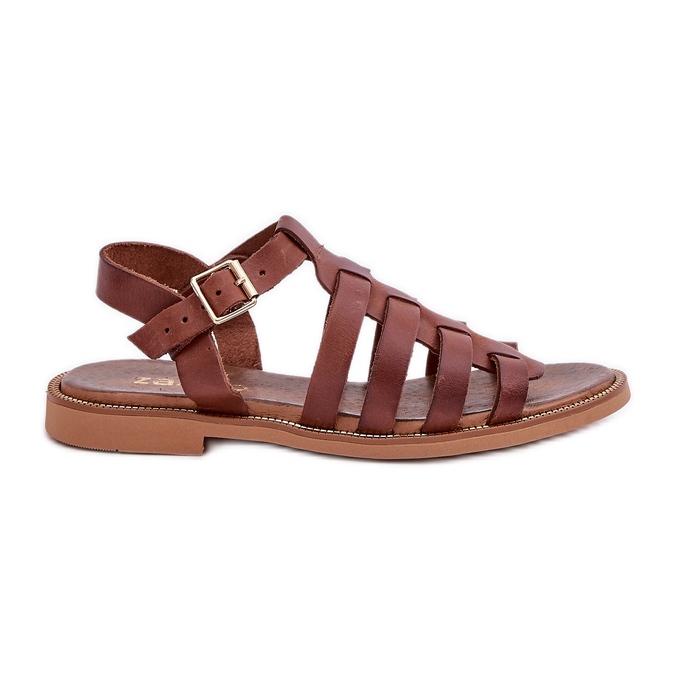 Zazoo Sandali in pelle con marrone piatto a ruote 3686
