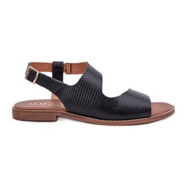 Lewski Shoes Sandali in pelle per la fibbia con pompare lewski 3041 nero