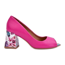 Lewski Shoes Pompe in pelle con un tacco decorativo Lewski Scarpe 2608/K Fuchsja rosa