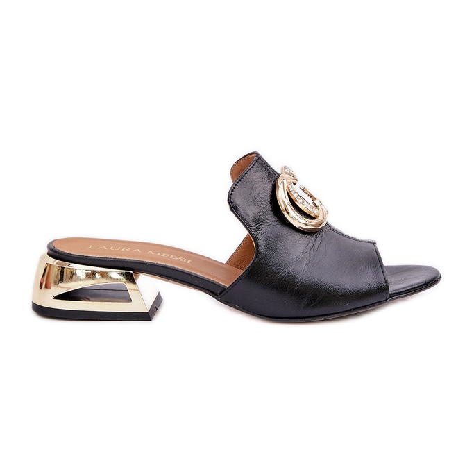 Elegante pelle in pelle Low -Heels Laura Messi 2874 Black nero