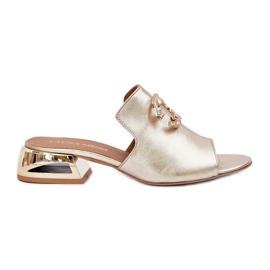 Elegante pelle in pelle bassa -heels Laura Messi 2874 Zlotys d'oro