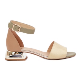 Sandali in pelle su tacchi dorati Laura Messi 2143 Beige