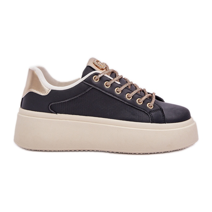 Sneaker su una piattaforma con lacci decorativi neri nero