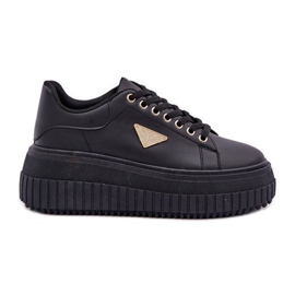 Sneaker eleganti su un'enorme piattaforma nera nero