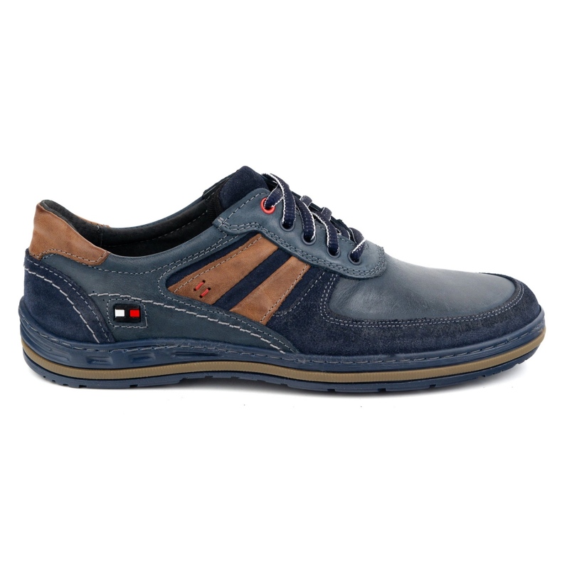 KOMODO Scarpe da uomo fatte di pelle polacca 837k blu navy