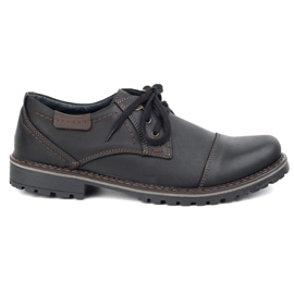 Scarpe da uomo in pelle Olivier 312GT con dito traforato nero
