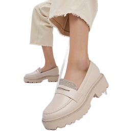 Mocassini beige diamanti da donna