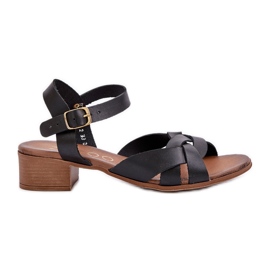 Sandali in pelle con un delicato tacco Zazoo 40372 nero