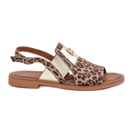 Zazoo 40385 sandali in pelle femminile con marrone stampato leopardo