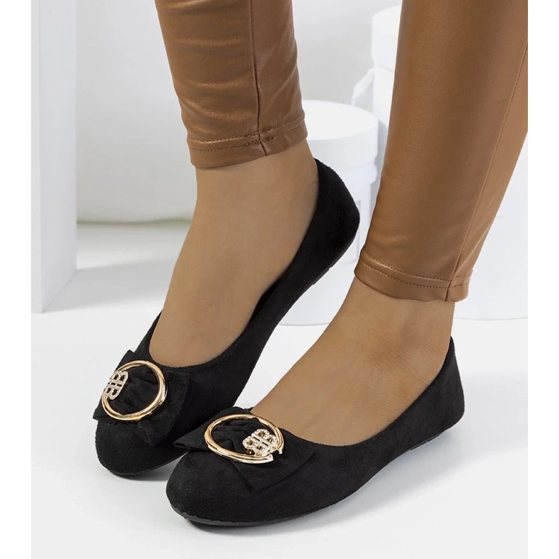D/GMR Ballerine nere con fibbia Ribero nero