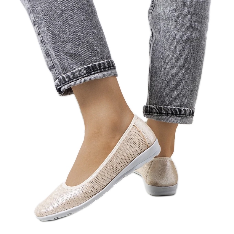 D/GMR Ballerine Elmas in pelle beige