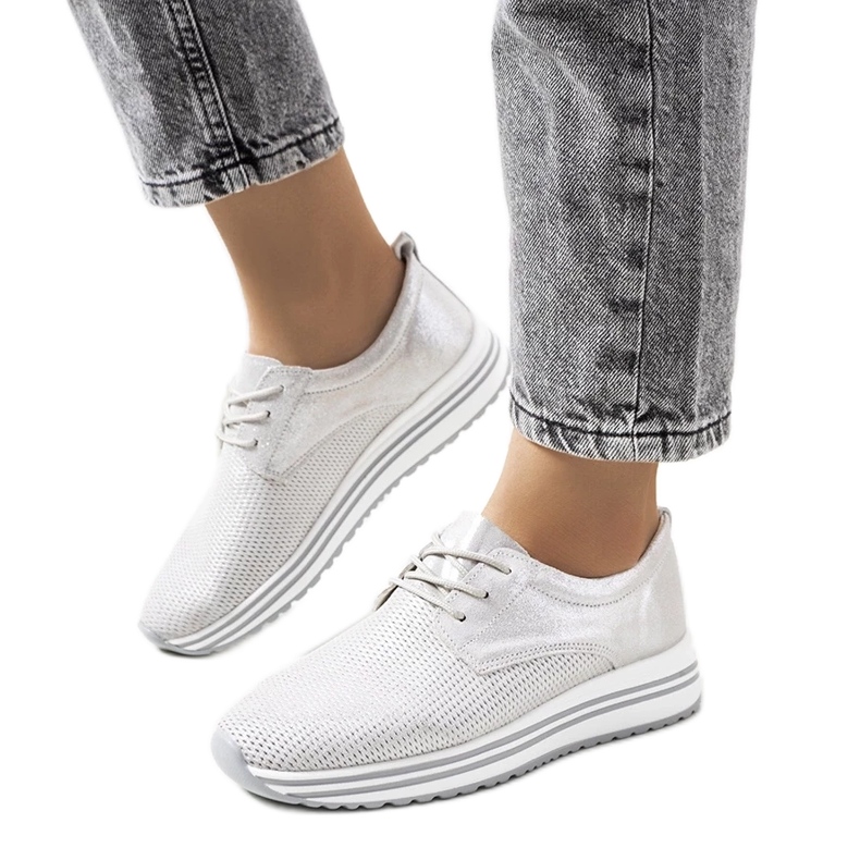 D/GMR Sneakers Serra in pelle argento d'argento