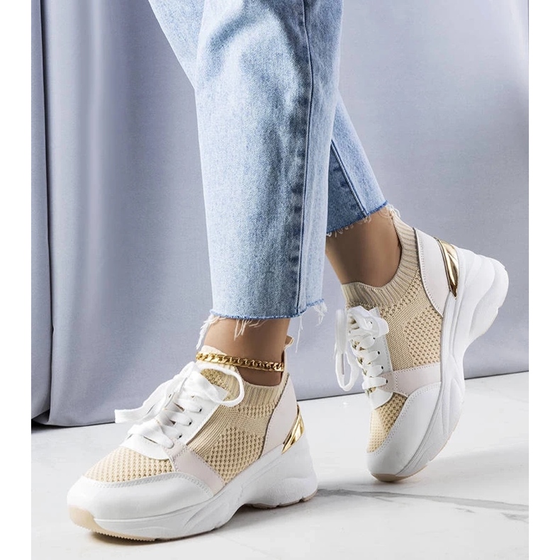 D/GMR Sneaker beige con zeppa di Ann