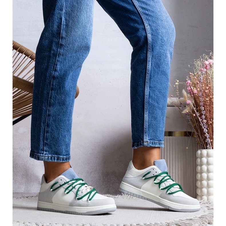 D/GMR Sneaker grigie sneaker da donna con corde verdi arcobaleno grigio