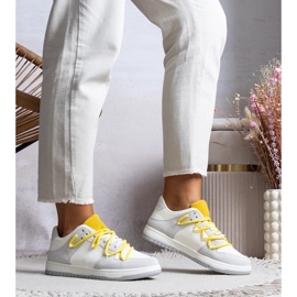 D/GMR Sneaker grigie da ginnastica femminile con corde gialle arcobaleno grigio