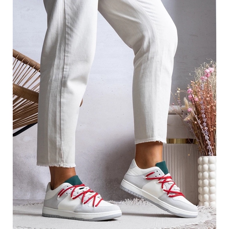 D/GMR Sneaker grigie sneaker da donna con lacci arcobaleno rossi grigio