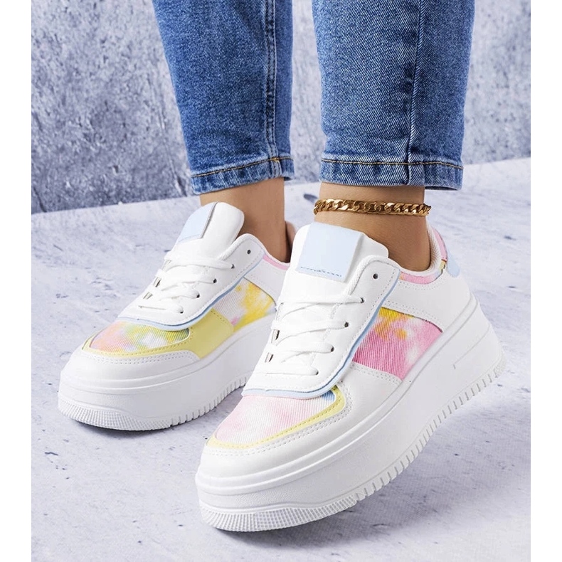 D/GMR Scarpe con zeppa bianche e blu di Heloise bianca