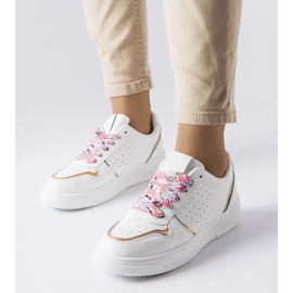 D/GMR Sneakers bianche legate con nastro Pryor d'oro