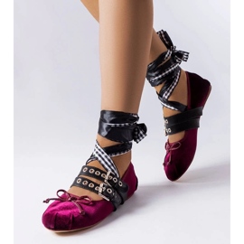 D/GMR Ballerine bordeaux allacciate con fibbia Boutot rosso