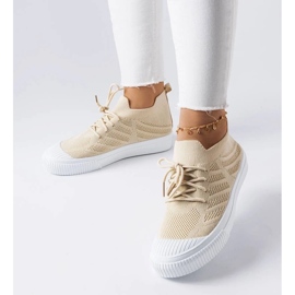 D/GMR Sneakers beige realizzate in tessuto elasticizzato di Polaire