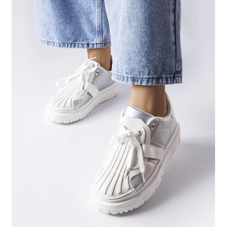 D/GMR Sneakers argento sulla piattaforma Binet d'argento