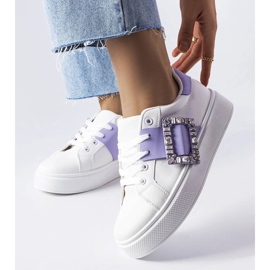 D/GMR Sneakers bianche decorate con una fibbia Ike viola bianco
