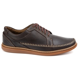 Olivier Scarpe in pelle maschile casual model 313gt marrone scuro