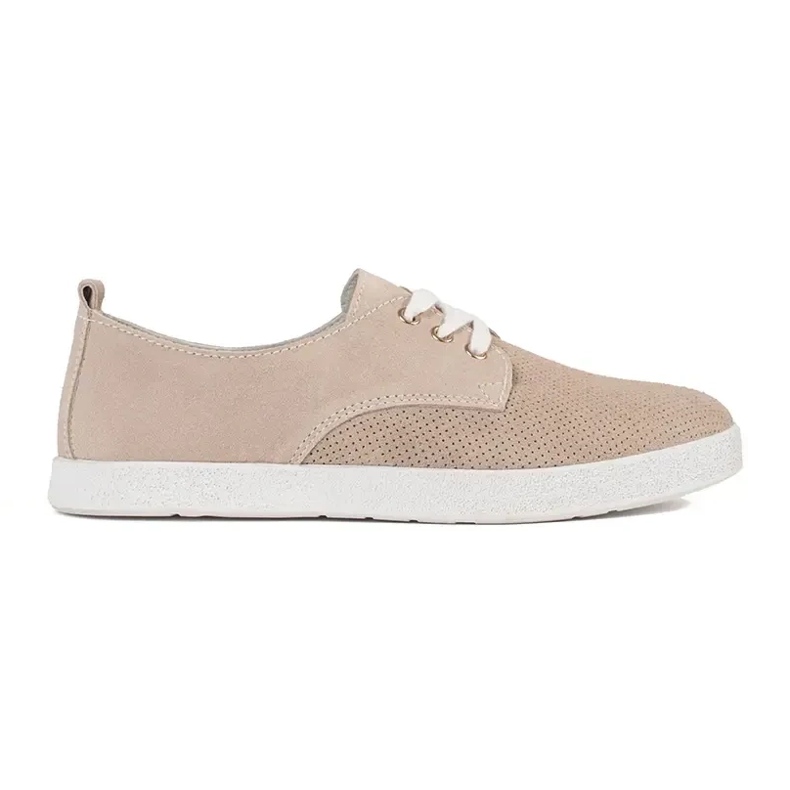 Goodin Sneaker openwork beige in pelle naturale