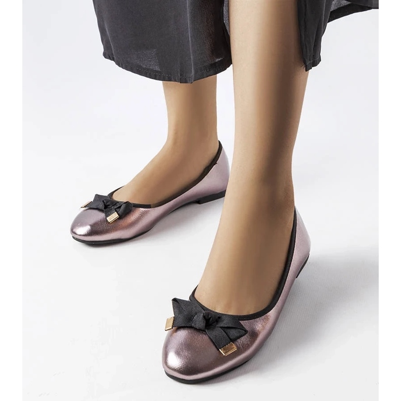 D/GMR Ballerine argento metallizzato con fiocco Boro d'argento
