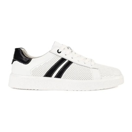 Goodin Sneaker bianche openwork fatte in pelle naturale bianco