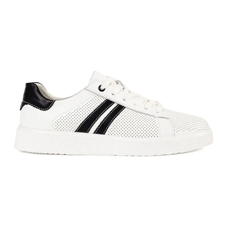 Goodin Sneaker bianche openwork fatte in pelle naturale bianca