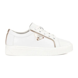 Goodin Sneaker bianche in pelle su una suola spessa bianca