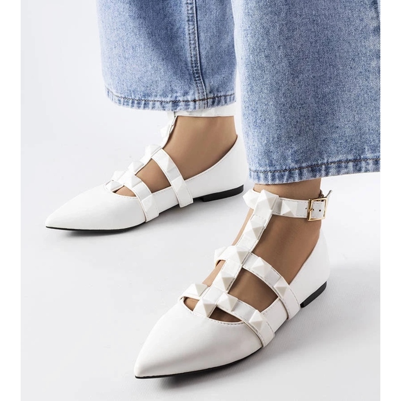 D/GMR Ballerine bianche con una spettacolare chiusura Blur bianca