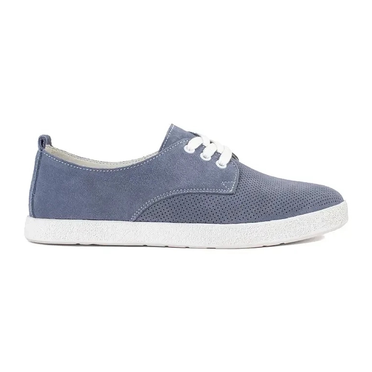 Goodin Sneaker Openwork blu fatte in pelle naturale