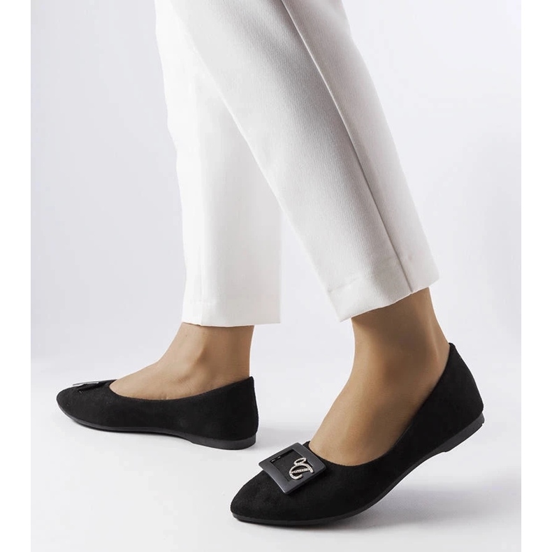 D/GMR Ballerine nere decorate con strass di Fleming nero