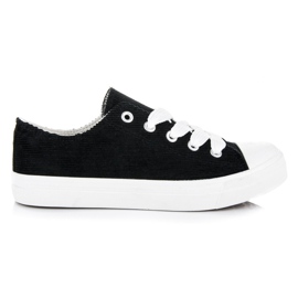 Ideal Shoes Sneakers in velluto a coste nero