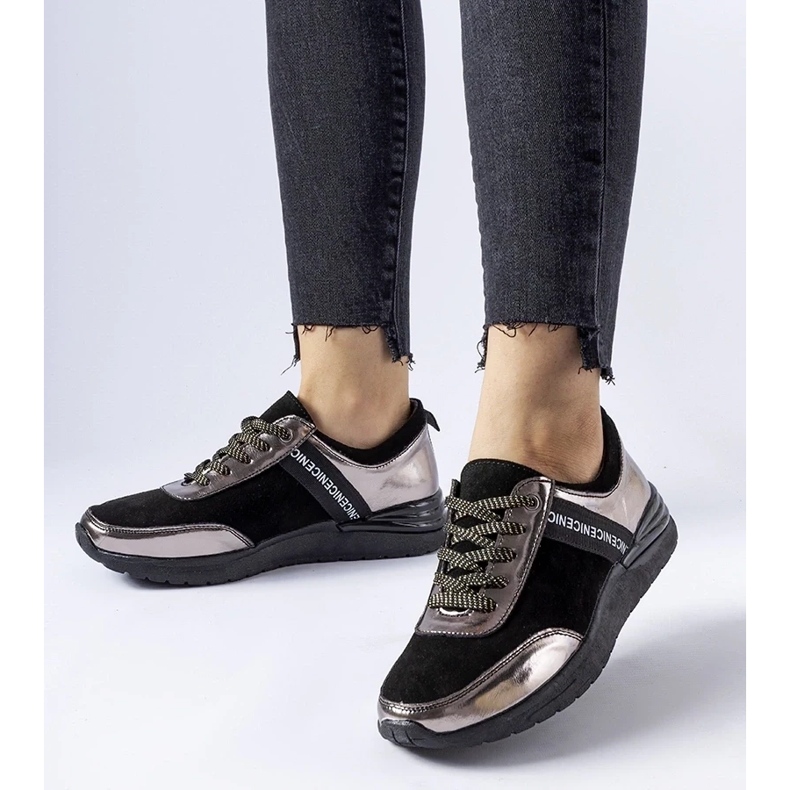 D/GMR Sneakers in pelle nera e grigia di Castelfidardo nero
