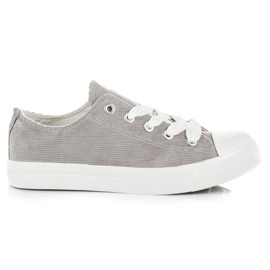 Ideal Shoes Sneakers in velluto a coste grigio